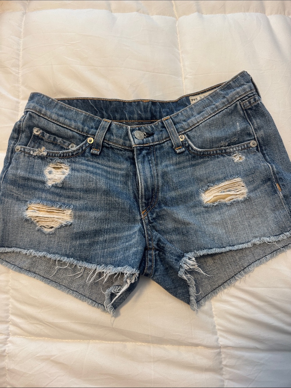 rag & bone Distressed Blue Denim Cutoff Shorts
